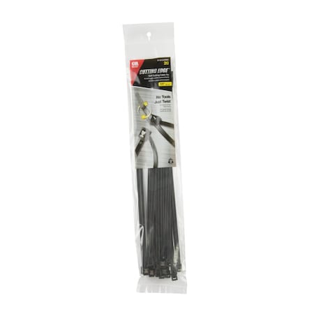Gardner Bender Cable Tie, 11 in L, 3 in Max Bundle Dia., Black, Nylon 6/6, 50 lb Strength 45-311UVBSC